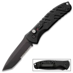 Gerber Black Propel Automatic Pocket Knife - 420HC Steel Blade, G10 Handle Scales, Lanyard Hole, Pocket Clip - Length 8 1/2”