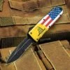 Don't Tread On Me OTF Automatic Knife And Sheath - Stainless Steel Blade, 3D-Printed Metal Handle, Pocket Clip