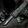 Dragon And Skull OTF Automatic Knife And Sheath - Stainless Steel Blade, Aircraft Aluminum Handle - Length 9"