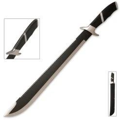 War Hunter Sawback Machete With Nylon Sheath - Black