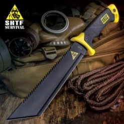 SHTF Jungle Hunter Tanto Machete With Nylon Sheath | Serrated Spine