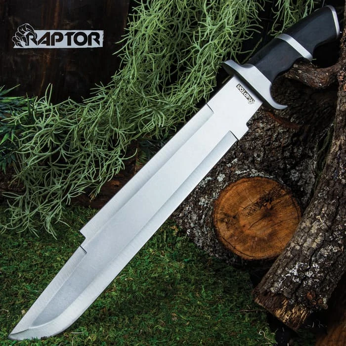 Raptor Machete With Sheath - Stainless Steel Blade, Pakkawood Handle, Stainless Steel Guard And Pommel - Length 20 1/2” 1 Raptor Machete With Sheath - Stainless Steel Blade, Pakkawood Handle, Stainless Steel Guard And Pommel - Length 20 1/2”