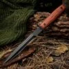 V42 Combat Dagger And Sheath - Stainless Steel Blade, Pakkawood Handle, Extended Tang, Lanyard Hole - Length 13”