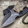 Black Legion Spearhead Neck Knife With Sheath - Solid Stainless Steel Construction, Stonewashed Finish, Paracord Wrapped Handle - Length 4 3/4”