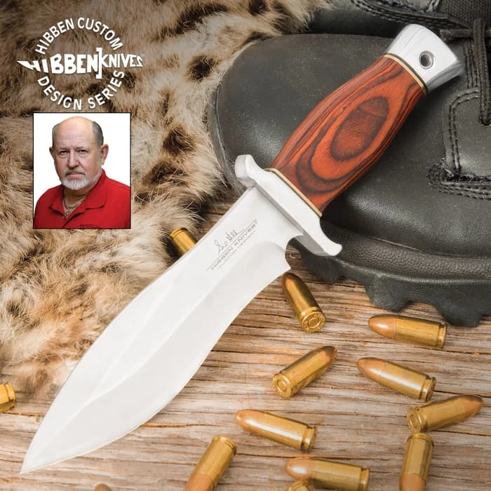 Gil Hibben Bloodwood Alaskan Boot Knife - 7Cr13 Stainless Steel Blade, Wooden Handle - Length 8 3/4” 1 Gil Hibben Bloodwood Alaskan Boot Knife - 7Cr13 Stainless Steel Blade, Wooden Handle - Length 8 3/4”