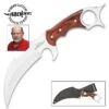 Gil Hibben Bloodwood Karambit With Sheath - 5Cr15MoV Stainless Steel Blade, Wooden Handle Scales - Length 9 1/4”