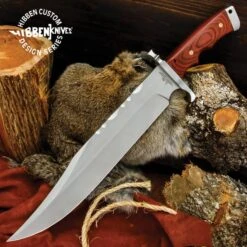 Knife Series Shop 9 Hibben Bloodwood Magnum Bowie Knife And Sheath - 3Cr13 Stainless Steel Blade, Bloodwood Handle - Length 18 1/4”