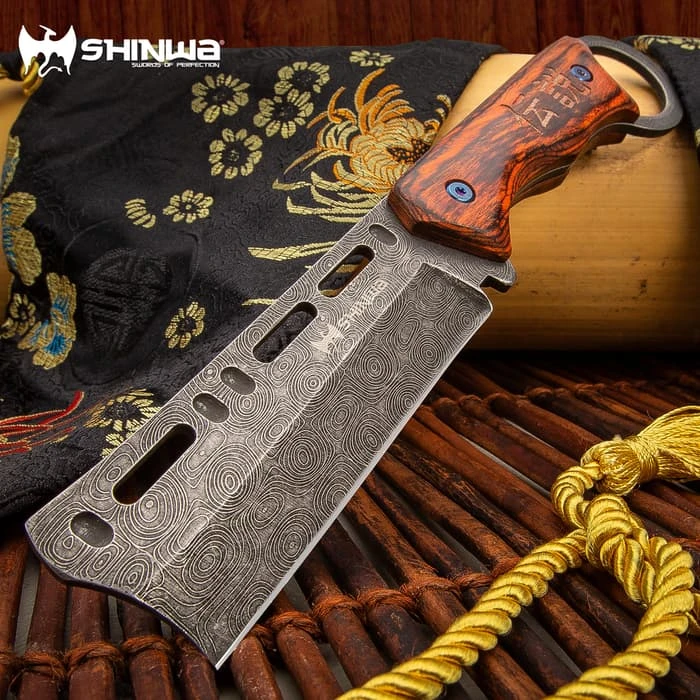 Shinwa Bloodwood Cleaver Knife With Sheath - 3Cr13 Stainless Steel Blade, Full-Tang, Pakkawood Handle Scales - Length 9” 1 Shinwa Bloodwood Cleaver Knife With Sheath - 3Cr13 Stainless Steel Blade, Full-Tang, Pakkawood Handle Scales - Length 9”