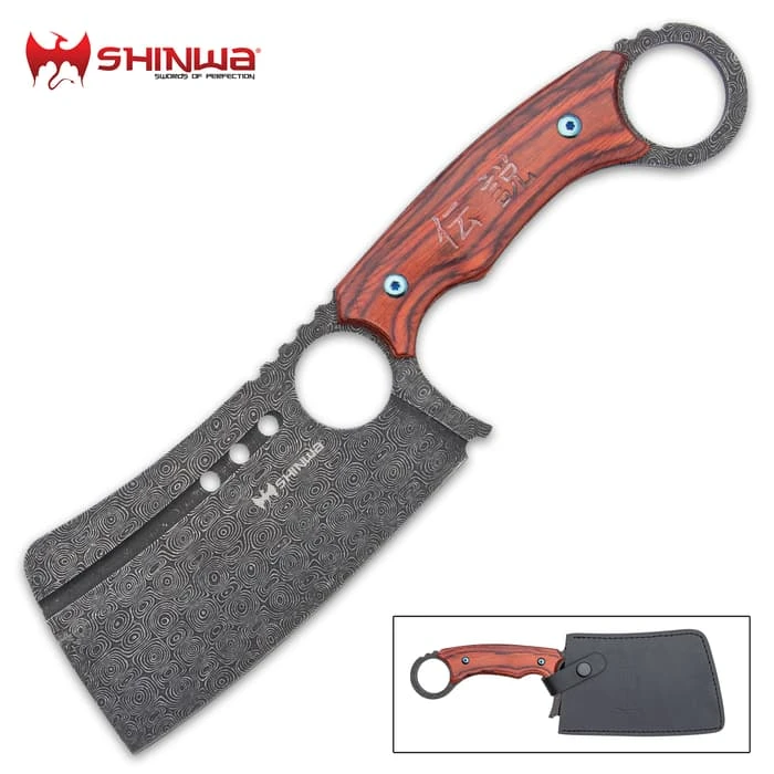 Shinwa Ryori Bloodwood Cleaver Knife With Sheath - 3Cr13 Stainless Steel Blade, Wooden Handle Scales - Length 12” 1 Shinwa Ryori Bloodwood Cleaver Knife With Sheath - 3Cr13 Stainless Steel Blade, Wooden Handle Scales - Length 12”