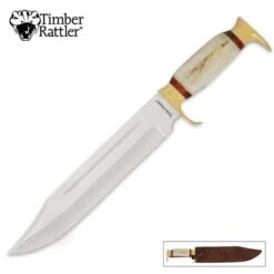 Timber Rattler Swamp Gator Hunter Bowie Knife & Leather Sheath