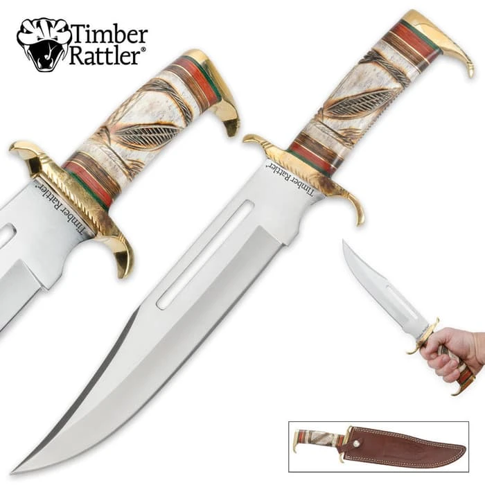 Timber Rattler Southwestern Hunter Bowie Knife With Genuine Leather Sheath 1 Timber Rattler Southwestern Hunter Bowie Knife With Genuine Leather Sheath