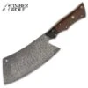 Timber Wolf Executive Cleaver Butcher Knife - Damascus Steel Blade, Full-Tang, Wooden Handle