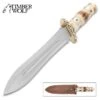 Timber Wolf Stag Stalker Dagger And Sheath - Stainless Steel Blade, Stag Bone Handle, Brass Guard And Pommel - Length 14”