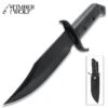 Timber Wolf Blackout Bowie Knife And Sheath - Black 3Cr13 Stainless Steel Blade, Wooden Handle Scales - Length 12 1/2”