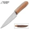 Timber Wolf Mini Hunting Knife And Sheath - Stainless Steel Blade, Wooden Handle, Brass Pins - Length 8"