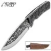 Timber Wolf Blacksmith Knife And Sheath - Hammered Steel Blade, Resin Handle, Stainless Steel Pins - Length 10"