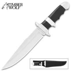 Timber Wolf Ultra-Light Work Knife And Sheath - 3Cr13 Stainless Steel Blade, Resin And Steel Handle - Length 12"