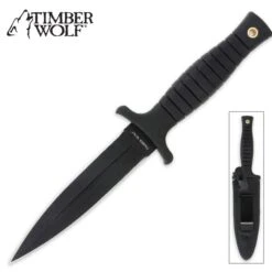 Timber Wolf Tactical Boot Knife With Clip-on Leather Sheath