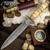 Timber Wolf Joaquin Handmade Dagger / Fixed Blade Knife - Hand Forged Damascus Steel - Genuine Bone Handle - Leather Sheath - Collecting, Field Use, Display And More - 13"