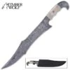 Timber Wolf Sheik Machete And Sheath - Damascus Steel Blade, Damascus Steel Handle, Bone Handle Scales - Length 17”