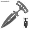 United Cutlery Undercover Stonewashed Magnum Push Dagger - One-Piece Stainless Steel Construction, Double-Edged Blade, No-Slip Grip
