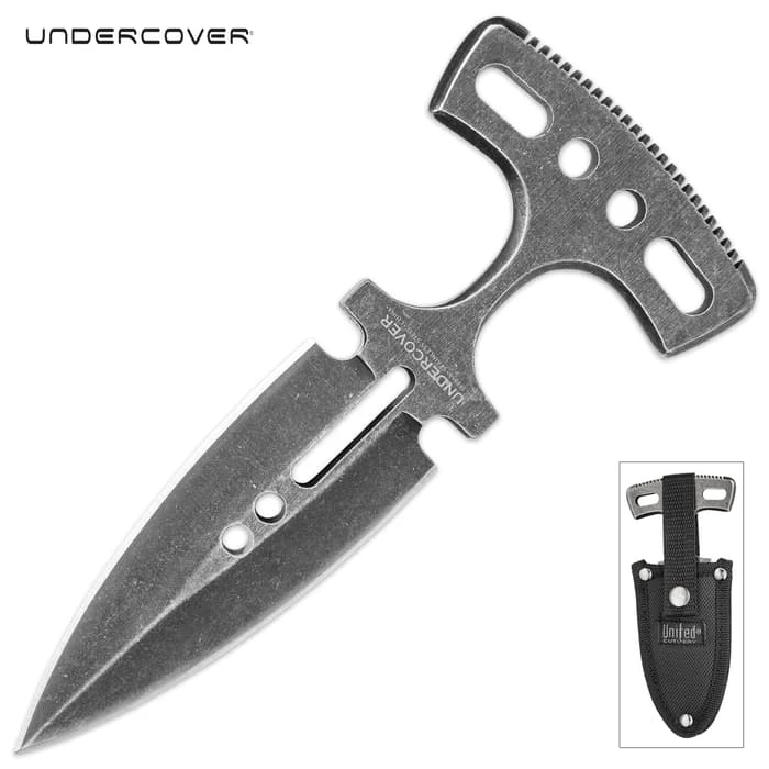 United Cutlery Undercover Stonewashed Magnum Push Dagger - One-Piece Stainless Steel Construction, Double-Edged Blade, No-Slip Grip 1 United Cutlery Undercover Stonewashed Magnum Push Dagger - One-Piece Stainless Steel Construction, Double-Edged Blade, No-Slip Grip
