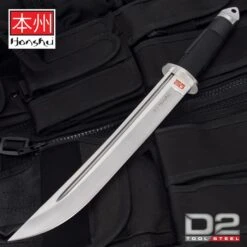 United Cutlery Honshu D2 Tanto Knife With Sheath - D2 Tool Steel Blade, Overmolded Grip, Stainless Steel Guard - Length 16 3/4โ