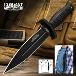 United Cutlery Commander Black Boot Knife And Shoulder Sheath
