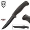 Bushmaster Black Carbon Steel Utility Knife - 1065 Carbon Steel Blade, Rubberized Handle, ABS Self-Draining Sheath