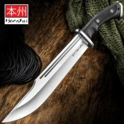 Honshu Conqueror Bowie Knife And Sheath - 7Cr13 Stainless Steel Blade, Grippy TPR Handle, Stainless Steel Guard - Length 16 1/2โ