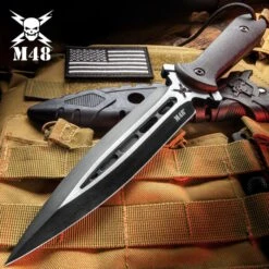 M48 Talon® Dagger With Sheath - Cast Stainless Steel Blade, G10 Handle, Paracord Lanyard - Length 11 5/8”
