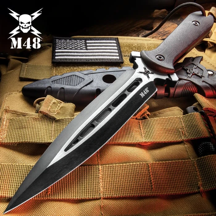 M48 Talon® Dagger With Sheath - Cast Stainless Steel Blade, G10 Handle, Paracord Lanyard - Length 11 5/8” 1 M48 Talon® Dagger With Sheath - Cast Stainless Steel Blade, G10 Handle, Paracord Lanyard - Length 11 5/8”
