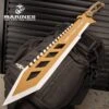 USMC Desert OPS Sawback Machete With Sheath - Stainless Steel Blade, Non-Reflective Coating, ABS Handle - Length 24”