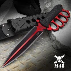 M48 Cardinal Sin Liberator Trench Knife With Sheath - 2Cr13 Cast Stainless Steel Blade, Layered Handle Scales - Length 13 3/4”