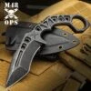 M48 OPS Tanker Combat Karambit With Sheath - 3Cr13 Stainless Steel Construction, Black Finish, Open-Ring Pommel - Length 9 1/8”