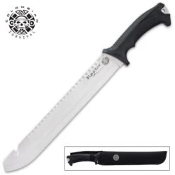 Colombian Raptor Black Machete And Sheath - 3Cr13 Stainless Steel Blade, ABS Handle, Lanyard Hole - Length 18”
