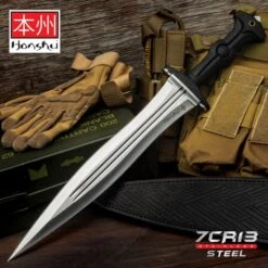 Honshu Legionary Dagger And Sheath - 7Cr13 Stainless Steel Blade, TPR Handle, Stainless Steel Guard - Length 19 5/8"