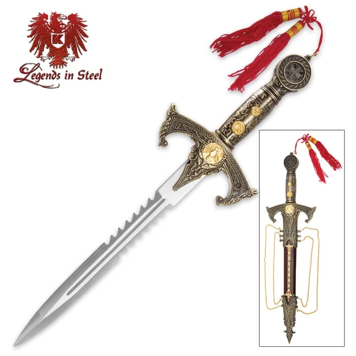 Legends In Steel Knights Templar Dagger With Sheath 1 Legends In Steel Knights Templar Dagger With Sheath