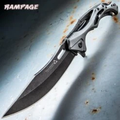 Rampage Tailwind Ball Bearing Pocket Knife - Stainless Steel Blade, Aluminum And Steel Handle, Pocket Clip - 4 3/4” Closed
