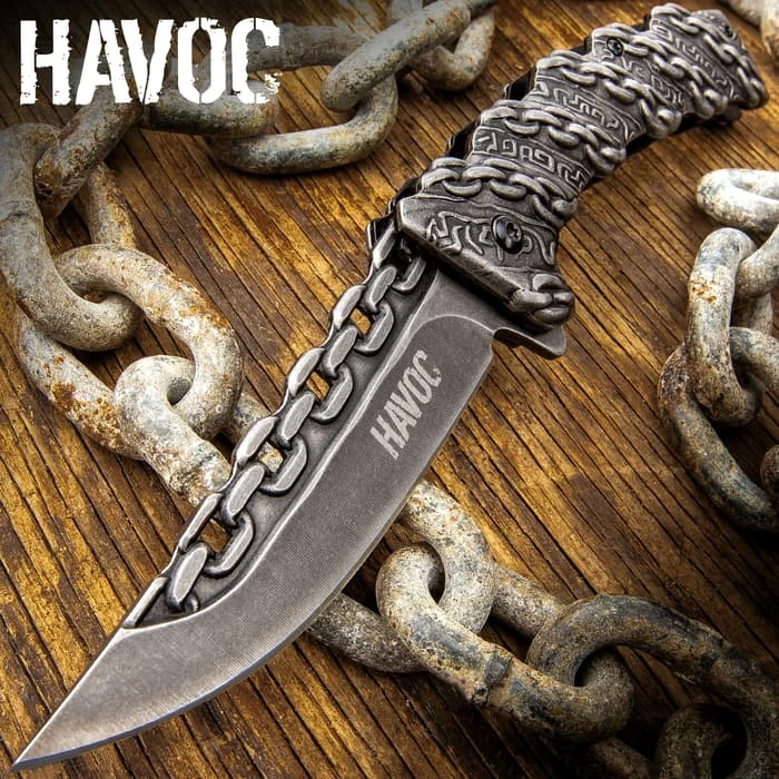 Havoc Chain Link Assisted Opening Pocket Knife - Stainless Steel Blade, Stainless Steel Molded Handle, Pocket Clip 1 Havoc Chain Link Assisted Opening Pocket Knife - Stainless Steel Blade, Stainless Steel Molded Handle, Pocket Clip