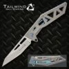 Rampage Tailwind Skeletonized Pocket Knife - Stainless Steel Blade, Steel Handle, Ti-Coated, Ball Bearing Opening, Pocket Clip