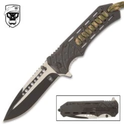 SOA Tour Of Duty Pocket Knife - Stainless Steel Blade, Assisted Opening, ABS Handle With Camo Paracord, Pocket Clip