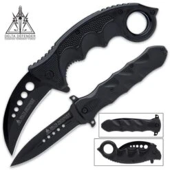 Delta Defender Stiletto And Karambit Knife Set - Stainless Steel Blades, Textured TPU Handles, Assisted Opening