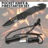 Rigid Pocket Knife And Firestarter Set - Stainless Steel Blade, G10 And Aluminum Construction