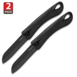 Ceramic Blade Pocket Knife - Two-Pack, Ceramic Blade, TPU Handle, Ring In Pommel - Length 7 2/5”