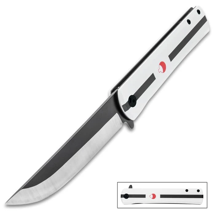 White Anime Assisted Opening Pocket Knife - 3Cr13 Stainless Steel Blade, Aluminum Handle, 3D-Printed Artwork - Closed 5” 1 White Anime Assisted Opening Pocket Knife - 3Cr13 Stainless Steel Blade, Aluminum Handle, 3D-Printed Artwork - Closed 5”