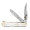 Salvation Pearl Trapper Pocket Knife - Stainless Steel Blades, Faux Pearl Handle Scales, Nickel Silver Bolsters - Closed 4”