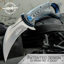 Hibben Warbird Folding Karambit - 7Cr17 Stainless Steel Blade, Micarta Handle Scales, Open-Ring Pommel - Closed 4 3/4”