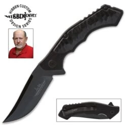 Hibben Black Whirlwind Pocket Knife - 7Cr17 Stainless Steel Blade, G10 And 6061 Aluminum Handle, Pocket Clip