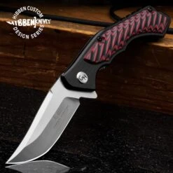 Hibben Red Whirlwind Pocket Knife - 7Cr17 Stainless Steel Blade, G10 And 6061 Aluminum Handle, Pocket Clip